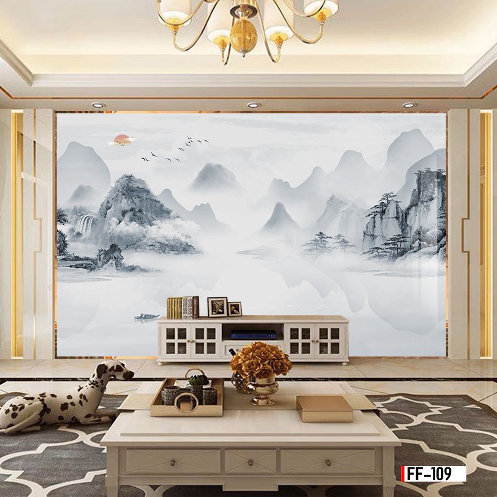 TRANH PVC ỐP TƯỜNG - VÁCH TRANG TRÍ TIVI PHÒNG KHÁCH - TRANH VÂN ĐÁ PHONG CẢNH | MÃ FF-109