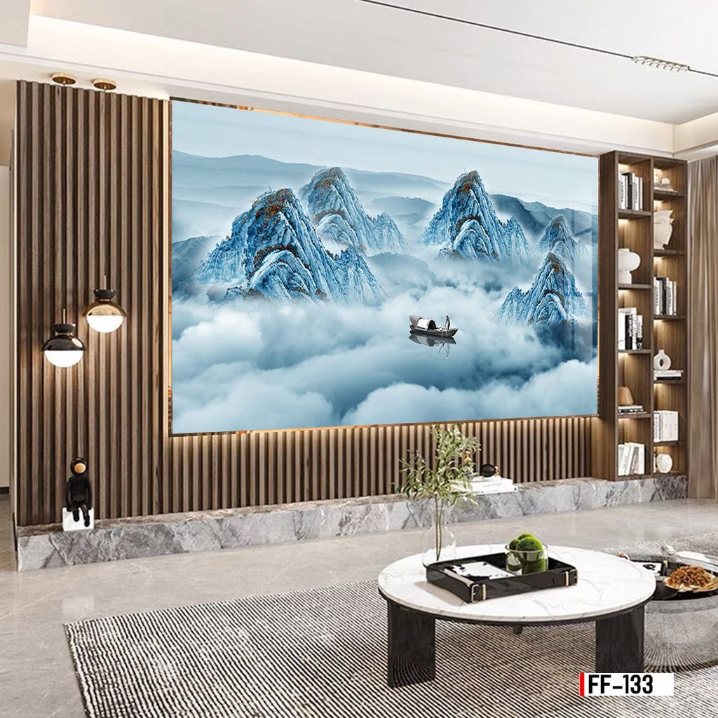 TRANH PVC ỐP TƯỜNG - VÁCH TRANG TRÍ TIVI PHÒNG KHÁCH - TRANH VÂN ĐÁ PHONG CẢNH | MÃ FF-133