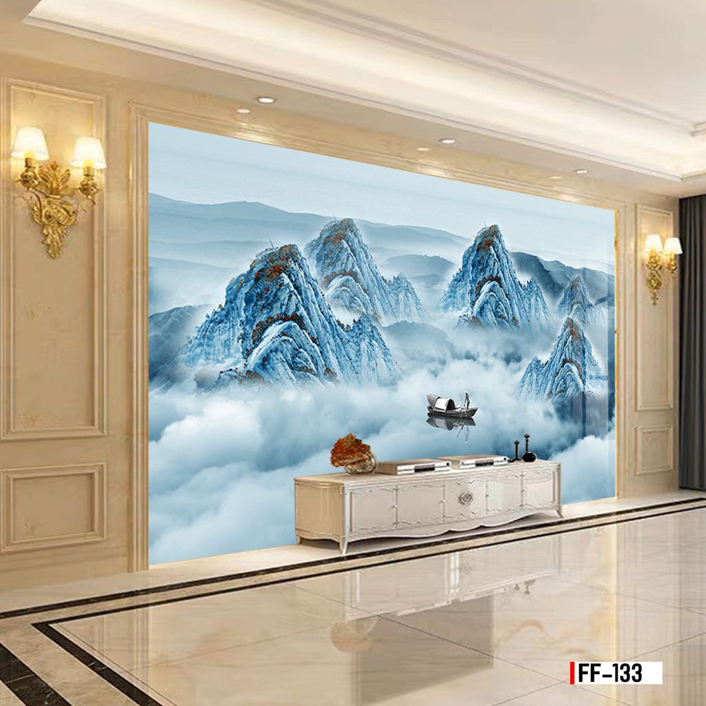 TRANH PVC ỐP TƯỜNG - VÁCH TRANG TRÍ TIVI PHÒNG KHÁCH - TRANH VÂN ĐÁ PHONG CẢNH | MÃ FF-133