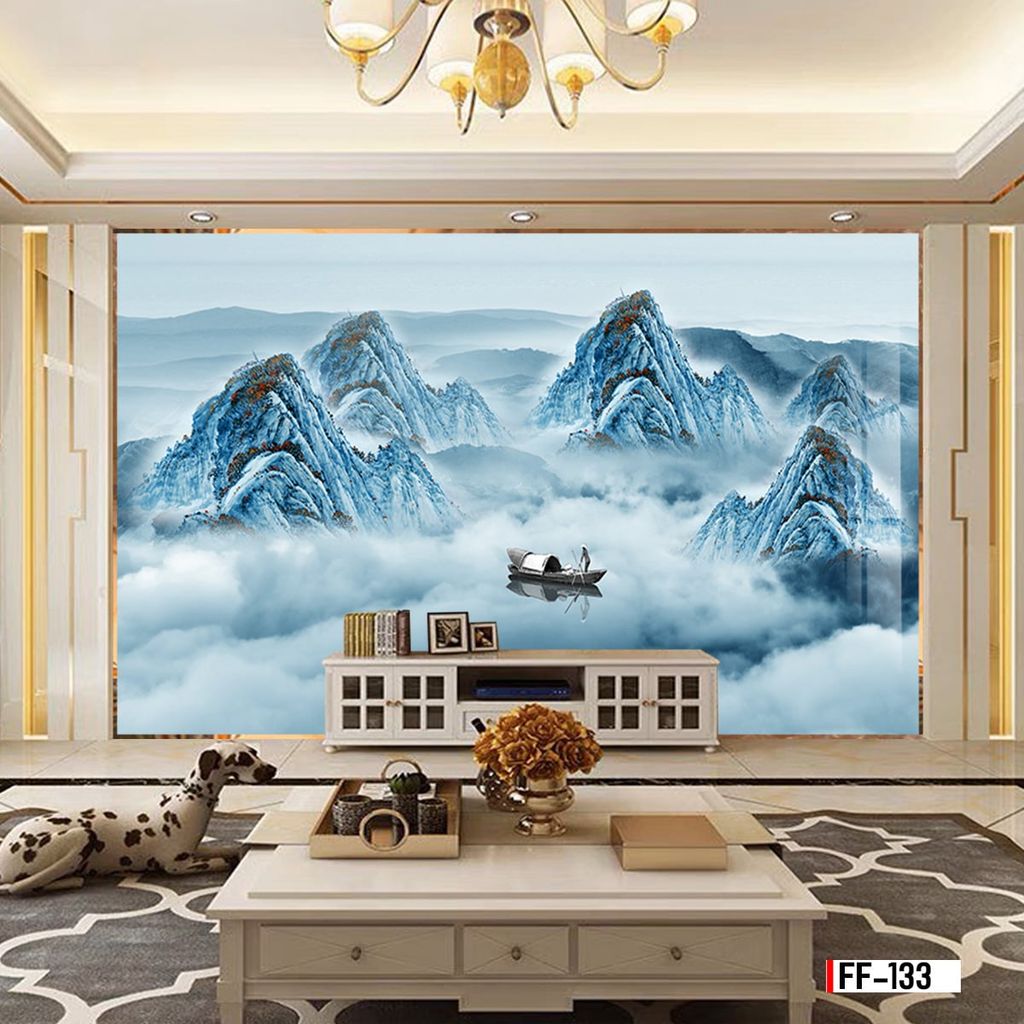 TRANH PVC ỐP TƯỜNG - VÁCH TRANG TRÍ TIVI PHÒNG KHÁCH - TRANH VÂN ĐÁ PHONG CẢNH | MÃ FF-133