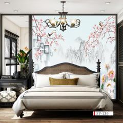TRANH VẢI DÁN TƯỜNG 3D PHÒNG KHÁCH - TRANH HOA 3D | MÃ FF-139