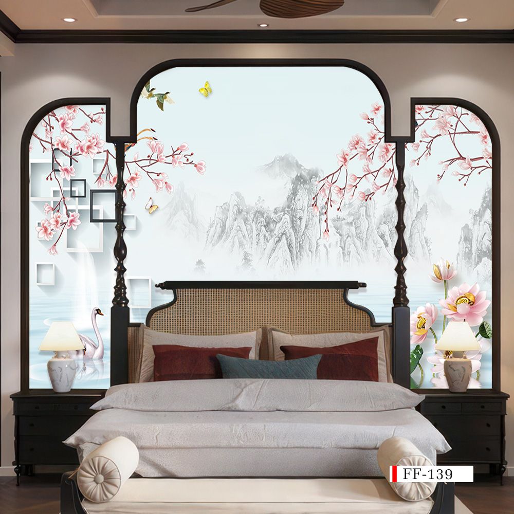 TRANH VẢI DÁN TƯỜNG 3D PHÒNG KHÁCH - TRANH HOA 3D | MÃ FF-139