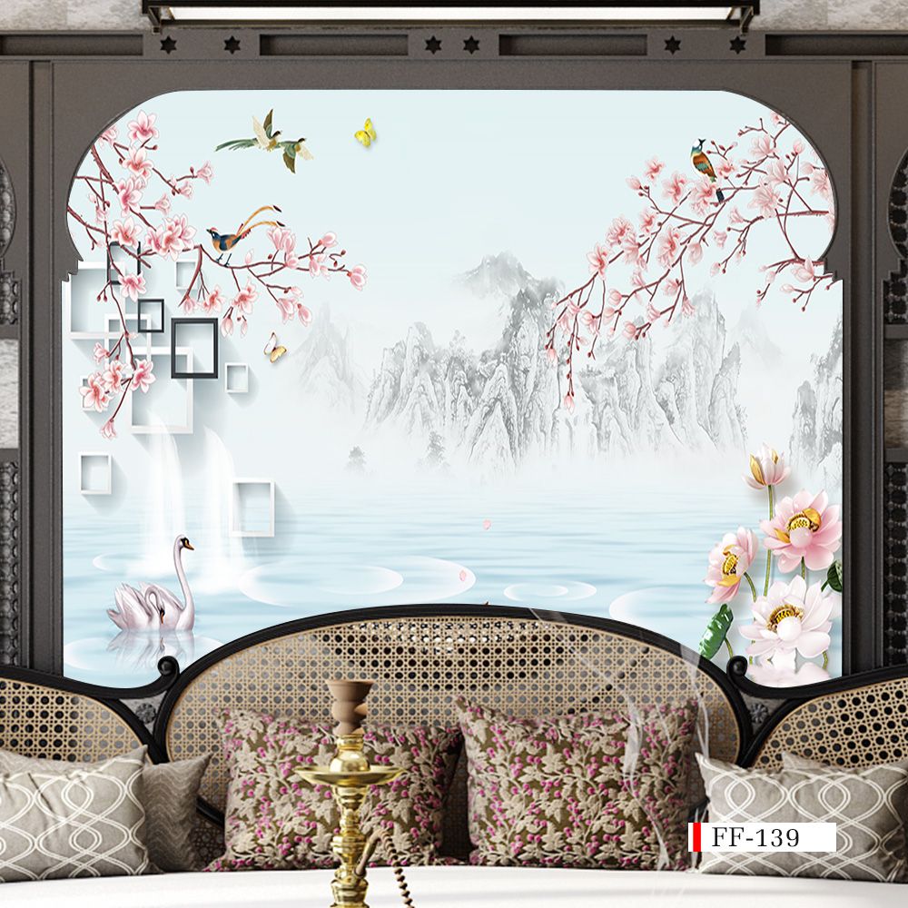 TRANH VẢI DÁN TƯỜNG 3D PHÒNG KHÁCH - TRANH HOA 3D | MÃ FF-139