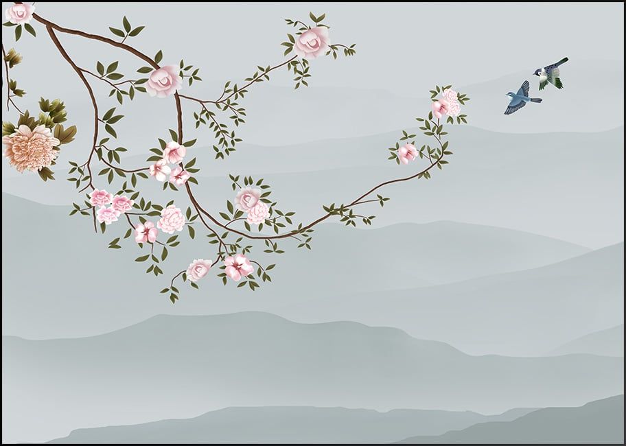 TRANH VẢI DÁN TƯỜNG 3D PHÒNG KHÁCH - TRANH HOA 3D | MÃ FF-143