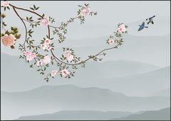 TRANH VẢI DÁN TƯỜNG 3D PHÒNG KHÁCH - TRANH HOA 3D | MÃ FF-143