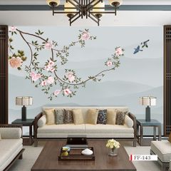 TRANH VẢI DÁN TƯỜNG 3D PHÒNG KHÁCH - TRANH HOA 3D | MÃ FF-143