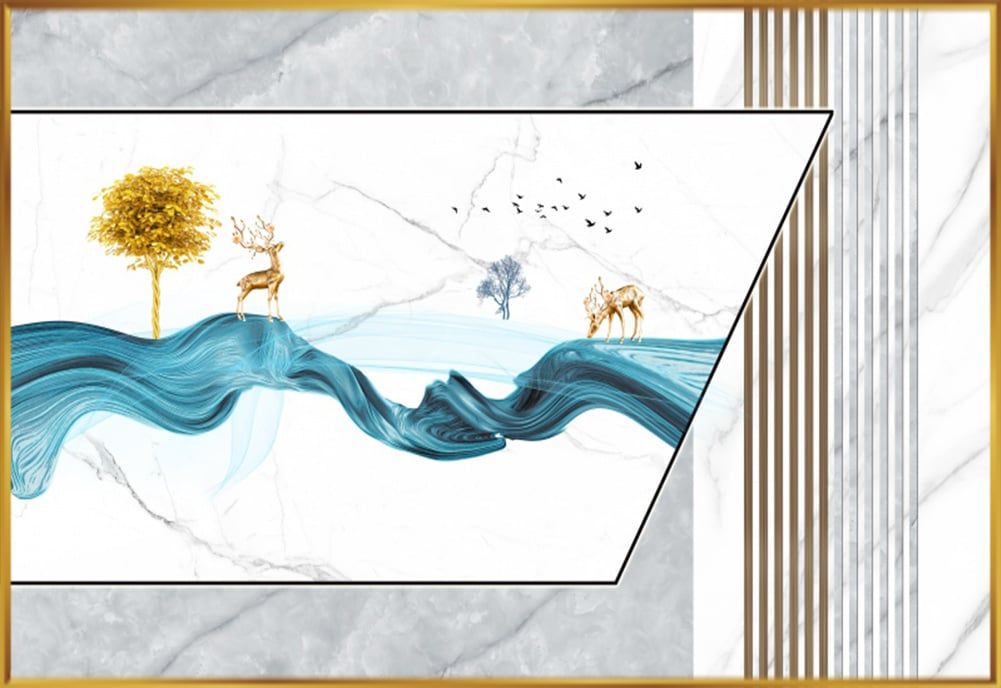 TRANH VẢI DÁN TƯỜNG 3D PHÒNG KHÁCH - TRANH DÁN TƯỜNG HIỆN ĐẠI | FF-352