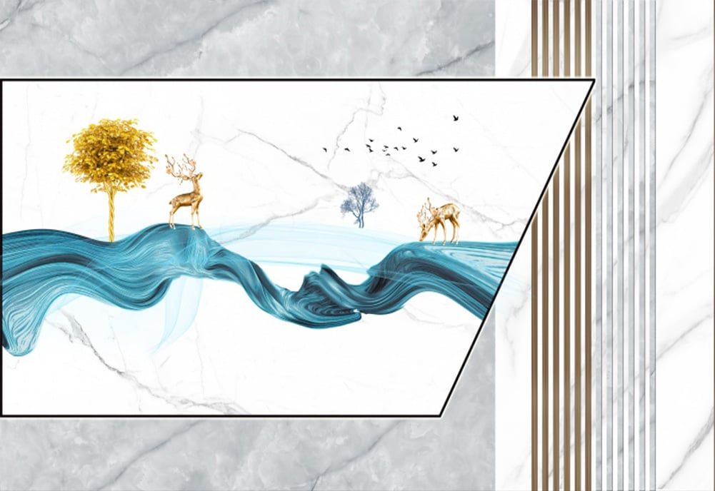 TRANH VẢI DÁN TƯỜNG 3D PHÒNG KHÁCH - TRANH DÁN TƯỜNG HIỆN ĐẠI | FF-352