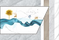 TRANH VẢI DÁN TƯỜNG 3D PHÒNG KHÁCH - TRANH DÁN TƯỜNG HIỆN ĐẠI | FF-352