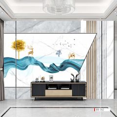 TRANH VẢI DÁN TƯỜNG 3D PHÒNG KHÁCH - TRANH DÁN TƯỜNG HIỆN ĐẠI | FF-352