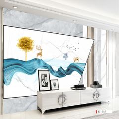 TRANH VẢI DÁN TƯỜNG 3D PHÒNG KHÁCH - TRANH DÁN TƯỜNG HIỆN ĐẠI | FF-352