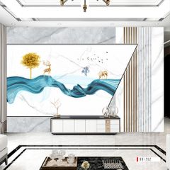 TRANH VẢI DÁN TƯỜNG 3D PHÒNG KHÁCH - TRANH DÁN TƯỜNG HIỆN ĐẠI | FF-352