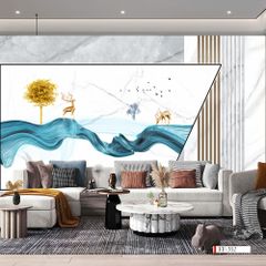 TRANH VẢI DÁN TƯỜNG 3D PHÒNG KHÁCH - TRANH DÁN TƯỜNG HIỆN ĐẠI | FF-352