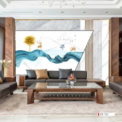 TRANH VẢI DÁN TƯỜNG 3D PHÒNG KHÁCH - TRANH DÁN TƯỜNG HIỆN ĐẠI | FF-352