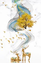 TRANH TREO TƯỜNG PHÒNG KHÁCH - PHÒNG ĂN - SẢNH LỐI ĐI - TRANH HƯƠU TÀI LỘC | MÃ FF-457