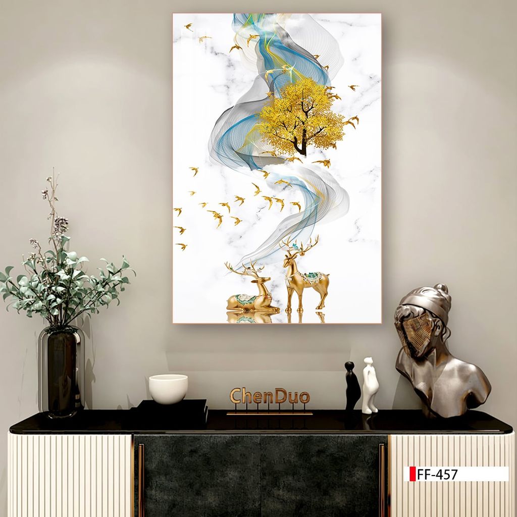 TRANH TREO TƯỜNG PHÒNG KHÁCH - PHÒNG ĂN - SẢNH LỐI ĐI - TRANH HƯƠU TÀI LỘC | MÃ FF-457