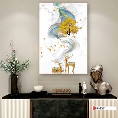 TRANH TREO TƯỜNG PHÒNG KHÁCH - PHÒNG ĂN - SẢNH LỐI ĐI - TRANH HƯƠU TÀI LỘC | MÃ FF-457