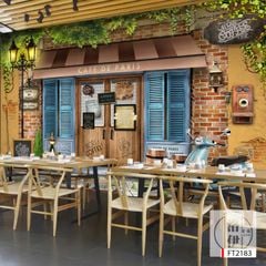 BST14 - TRANH DÁN TƯỜNG 3D NHÀ HÀNG, CAFE, GIẢI TRÍ - PHONG CÁCH HIỆN ĐẠI - KHỔ LỚN