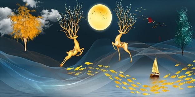 TRANH TREO TƯỜNG PHÒNG KHÁCH - PHÒNG NGỦ - SẢNH LỐI ĐI - TRANH HƯƠU TÀI LỘC | MÃ G-110