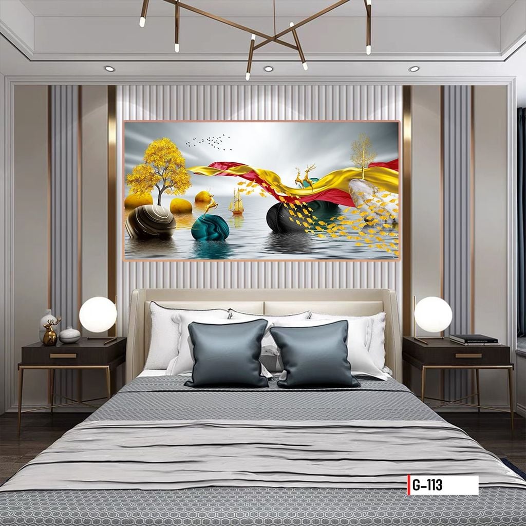 TRANH TREO TƯỜNG PHÒNG KHÁCH - PHÒNG NGỦ - SẢNH LỐI ĐI - TRANH HƯƠU TÀI LỘC | MÃ G-113