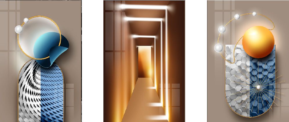 TRANH TREO TƯỜNG PHÒNG KHÁCH - TRANH HIỆN ĐẠI TRỪU TƯỢNG GHÉP BỘ 3 BỨC | MÃ G-417