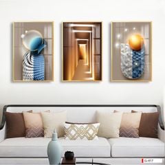TRANH TREO TƯỜNG PHÒNG KHÁCH - TRANH HIỆN ĐẠI TRỪU TƯỢNG GHÉP BỘ 3 BỨC | MÃ G-417