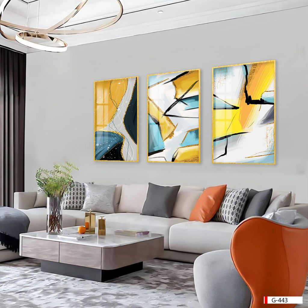 BST85 - TRANH TREO PHÒNG KHÁCH HIỆN ĐẠI - TRANH TRANG TRÍ - TRANH TREO HIỆN ĐẠI TRỪU TƯỢNG - TRANH GHÉP BỘ 3 BỨC |