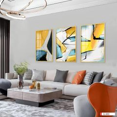 BST85 - TRANH TREO PHÒNG KHÁCH HIỆN ĐẠI - TRANH TRANG TRÍ - TRANH TREO HIỆN ĐẠI TRỪU TƯỢNG - TRANH GHÉP BỘ 3 BỨC |