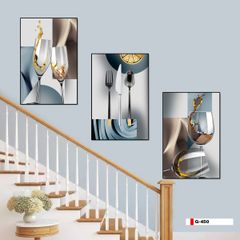 TRANH TREO TƯỜNG PHÒNG ĂN - TRANH TĨNH VẬT GHÉP BỘ 3 BỨC | MÃ G-450