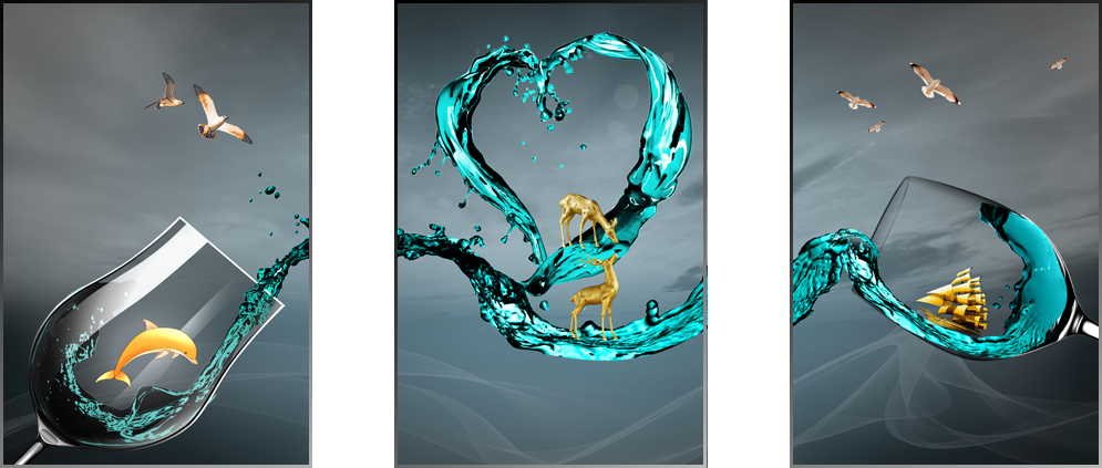 TRANH TREO TƯỜNG PHÒNG ĂN - TRANH TĨNH VẬT GHÉP BỘ 3 BỨC | MÃ G-452