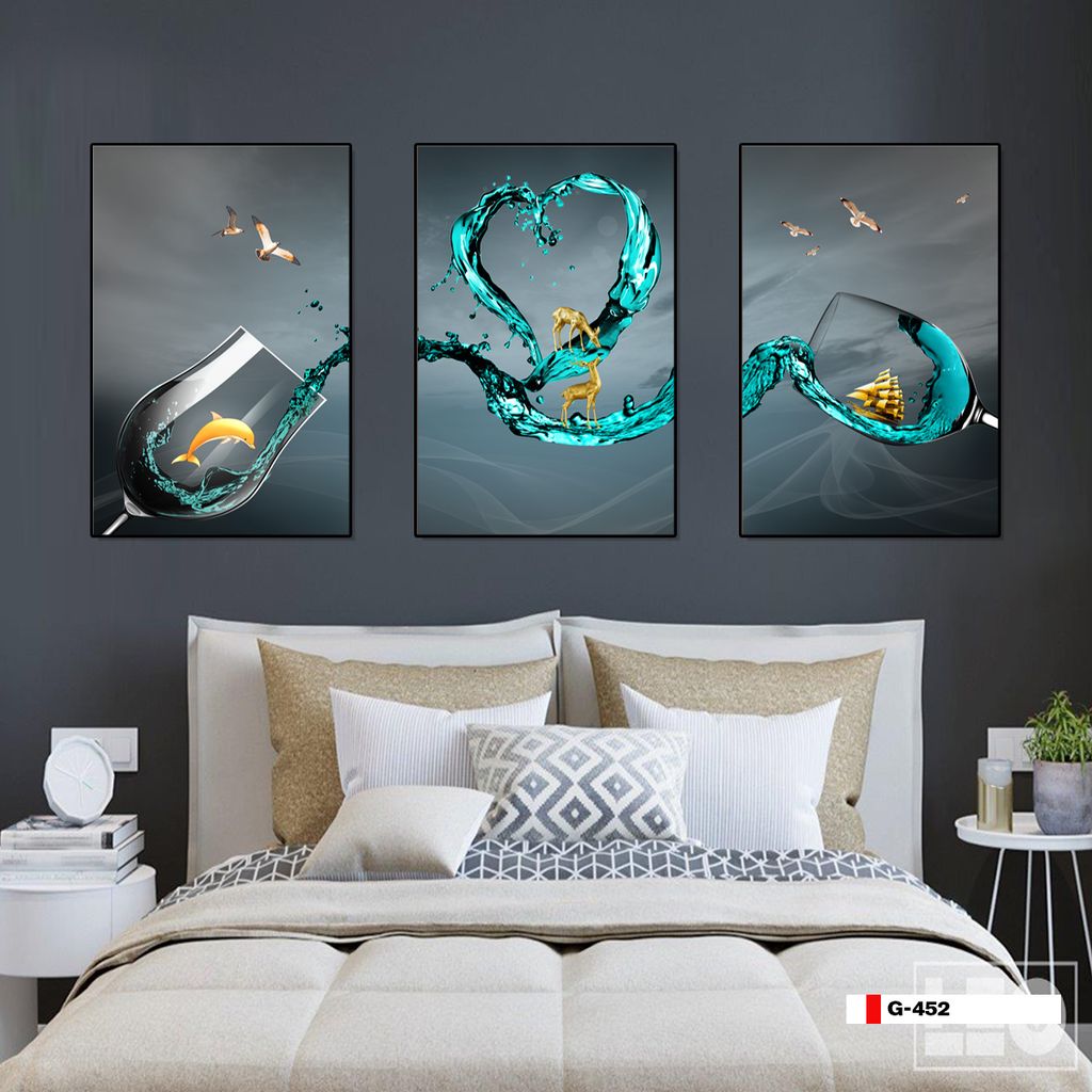 TRANH TREO TƯỜNG PHÒNG ĂN - TRANH TĨNH VẬT GHÉP BỘ 3 BỨC | MÃ G-452