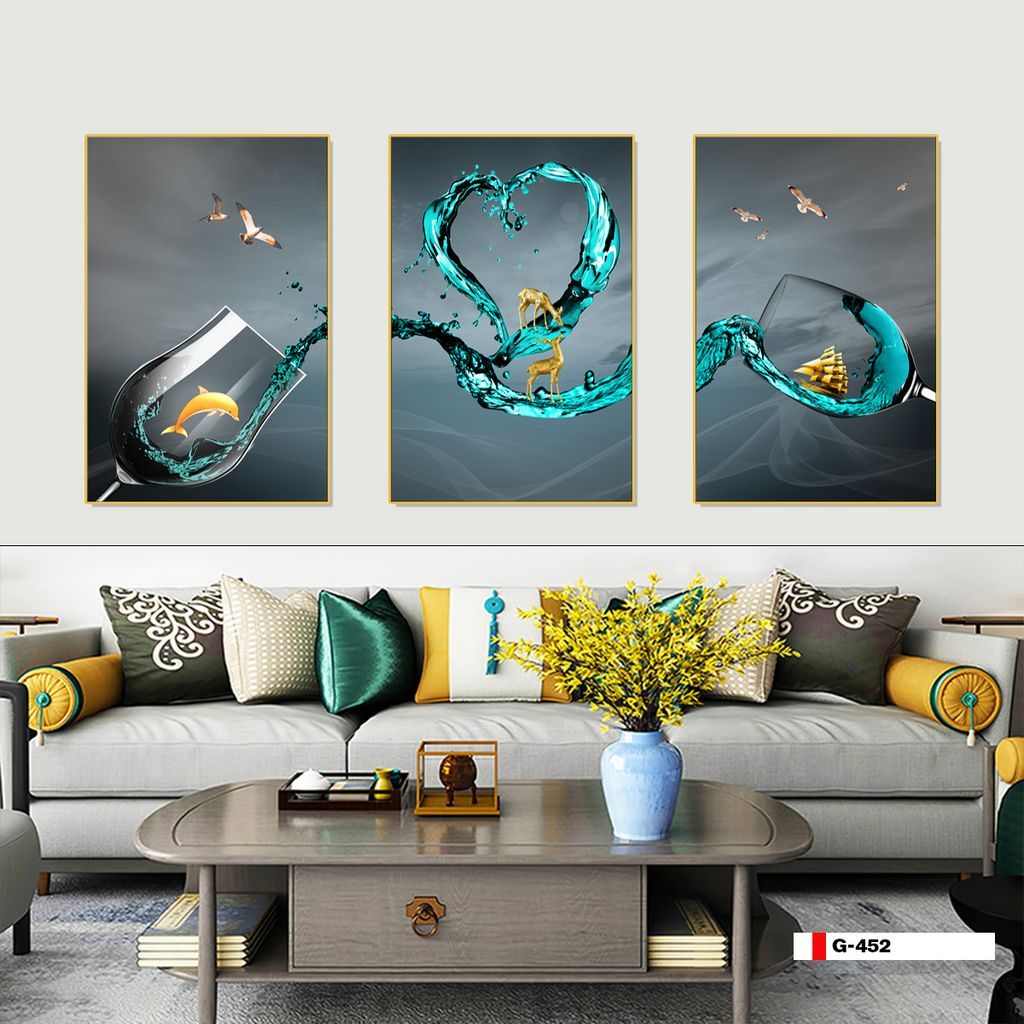 TRANH TREO TƯỜNG PHÒNG ĂN - TRANH TĨNH VẬT GHÉP BỘ 3 BỨC | MÃ G-452