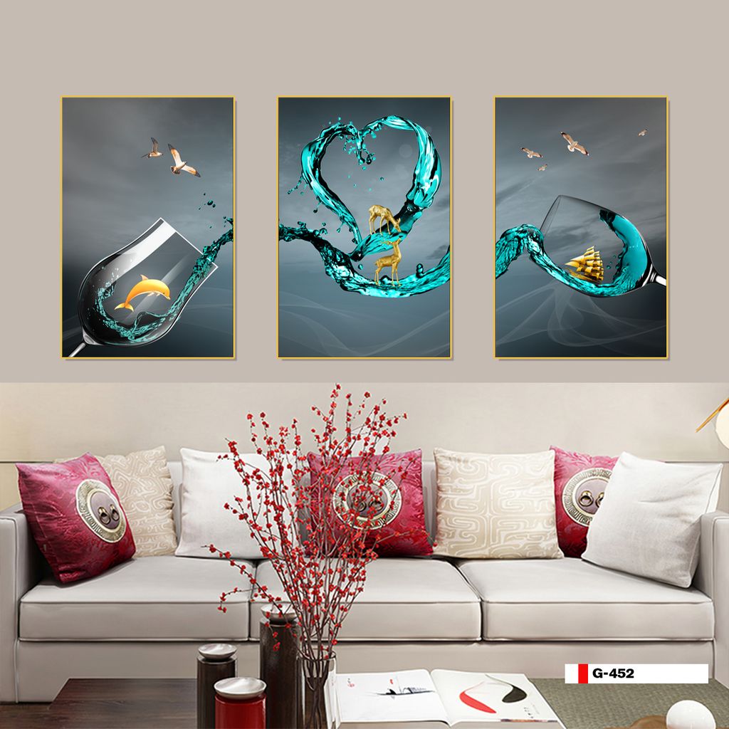 TRANH TREO TƯỜNG PHÒNG ĂN - TRANH TĨNH VẬT GHÉP BỘ 3 BỨC | MÃ G-452