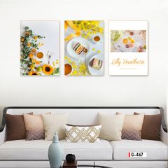 TRANH TREO TƯỜNG PHÒNG ĂN - PHÒNG KHÁCH - TRANH TĨNH VẬT GHÉP BỘ 3 BỨC | MÃ G-467