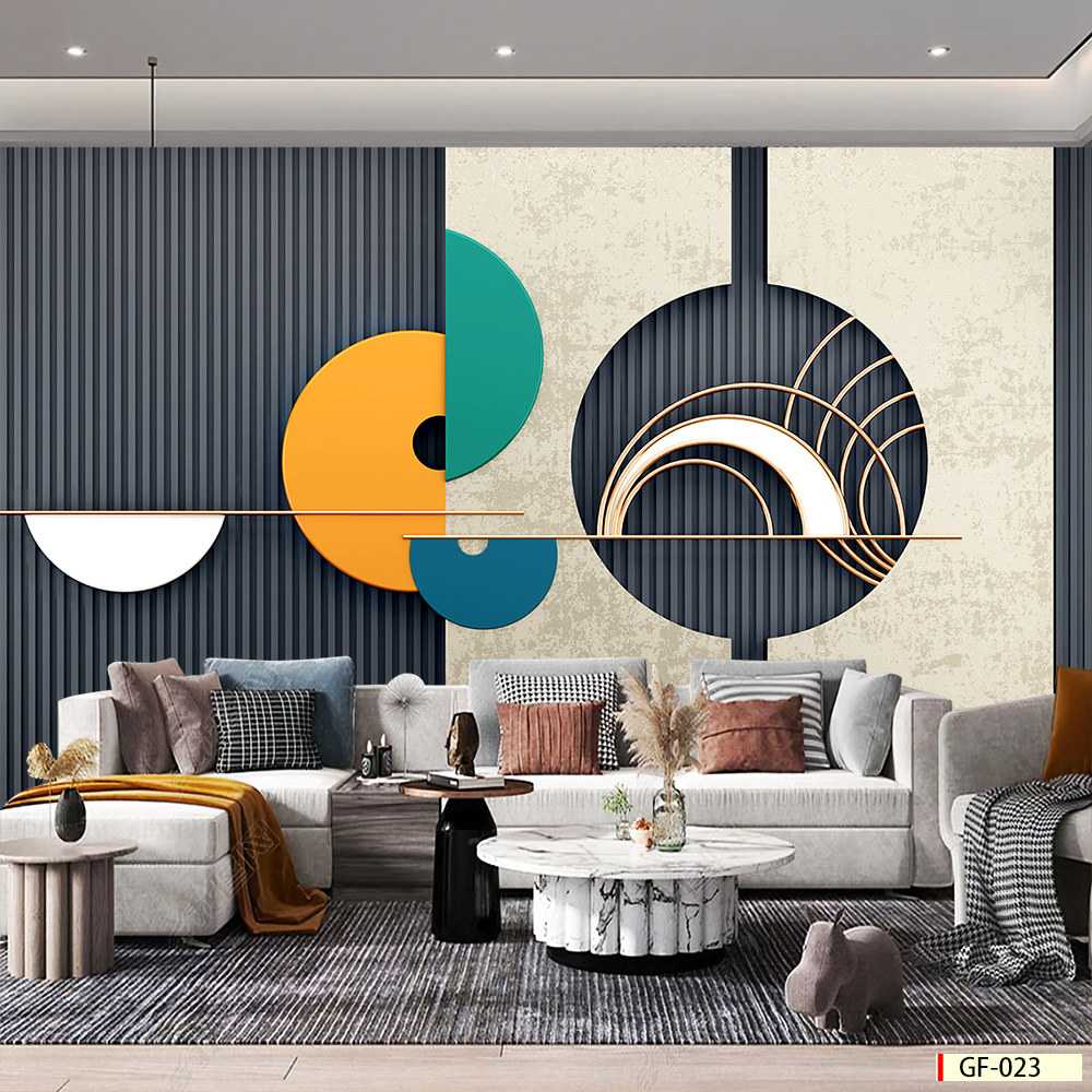 Tranh vải 3d dán tường Phòng khách hiện đại, giá tốt | Mã GF-023
