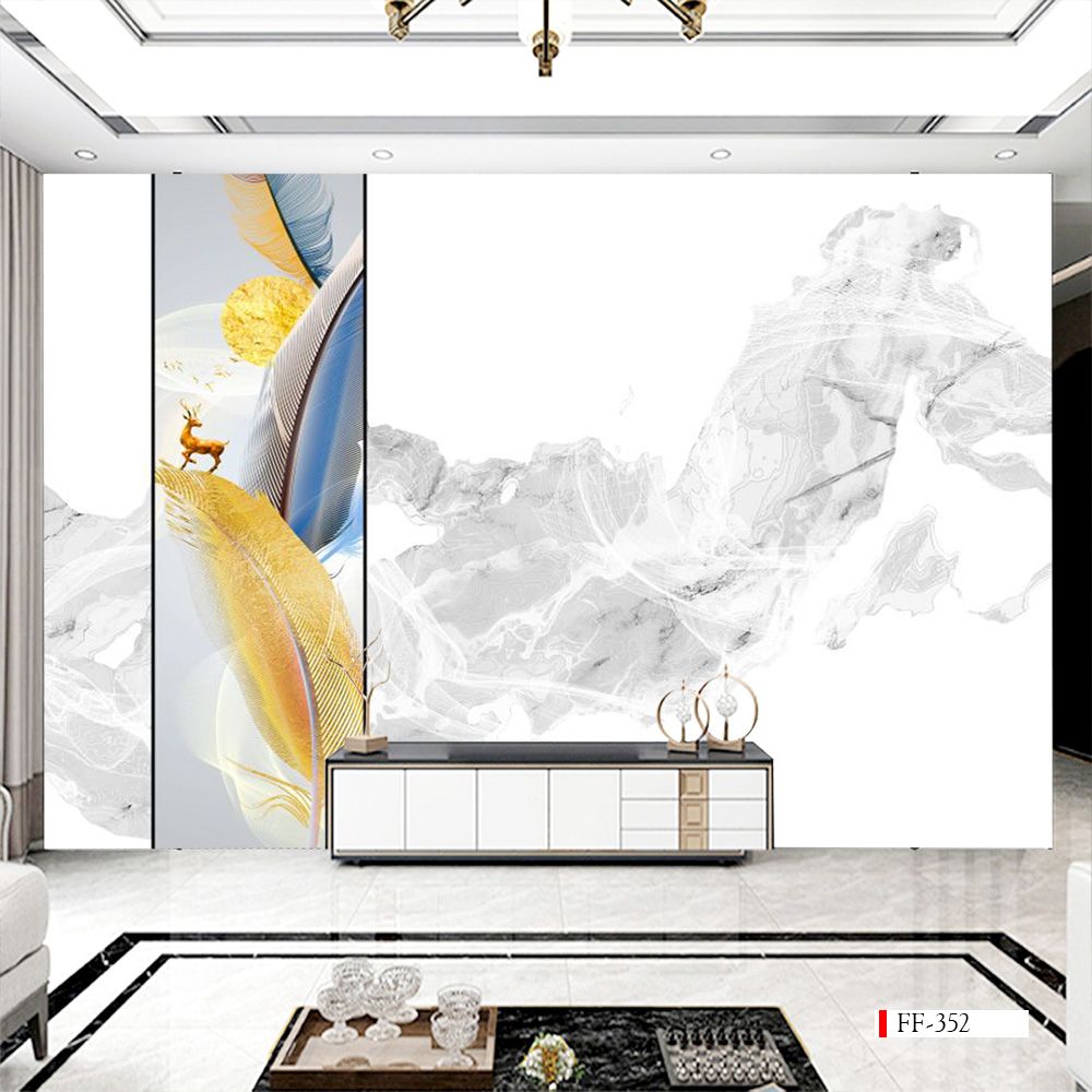 TRANH VẢI DÁN TƯỜNG 3D PHÒNG KHÁCH - TRANH DÁN TƯỜNG HIỆN ĐẠI | GF-034