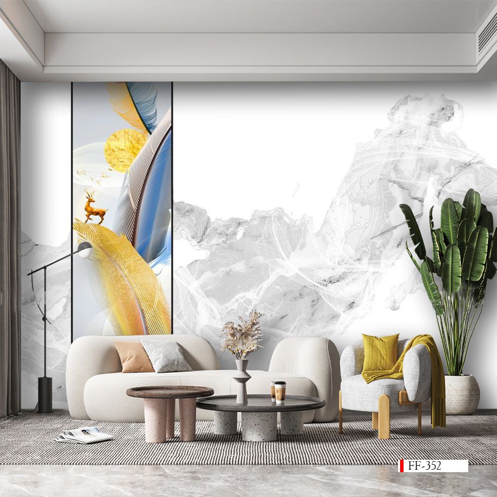 TRANH VẢI DÁN TƯỜNG 3D PHÒNG KHÁCH - TRANH DÁN TƯỜNG HIỆN ĐẠI | GF-034