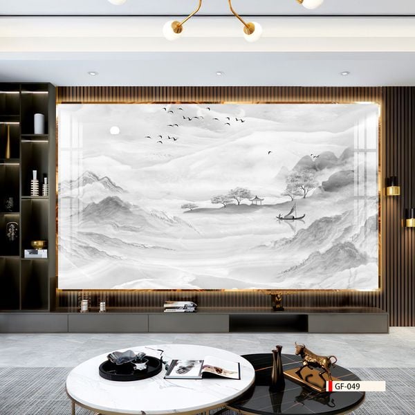 TRANH PVC ỐP TƯỜNG - PHÒNG KHÁCH VÁCH TIVI - TRANH VÂN ĐÁ PHONG CẢNH - KHỔ LỚN - MÃ:GF-049