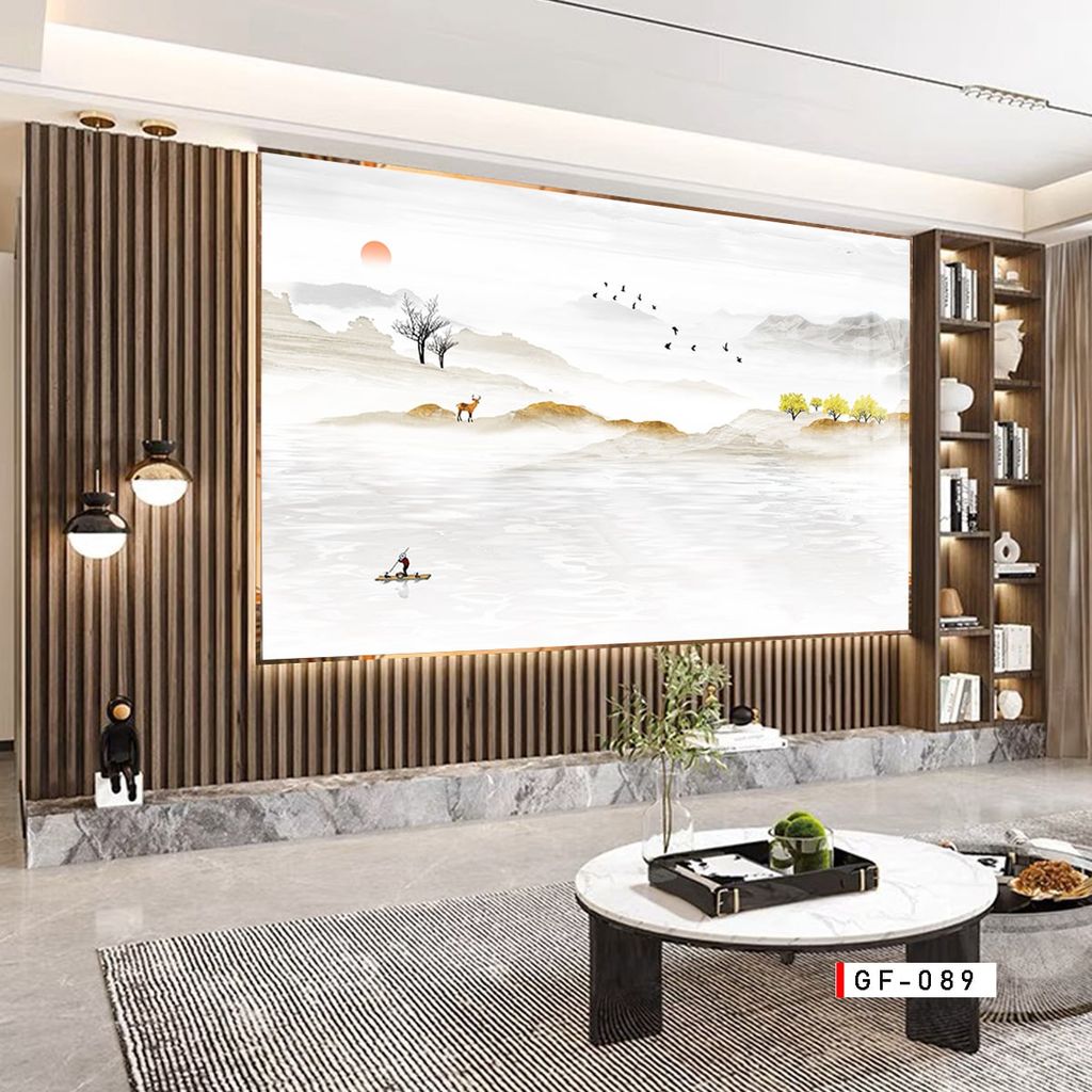 TRANH PVC ỐP TƯỜNG - VÁCH TRANG TRÍ TIVI PHÒNG KHÁCH - LỄ TÂN - TRANH VÂN ĐÁ PHONG CẢNH | MÃ GF-089