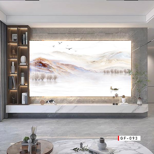 TRANH PVC ỐP TƯỜNG - VÁCH TRANG TRÍ TIVI PHÒNG KHÁCH - LỄ TÂN - TRANH VÂN ĐÁ PHONG CẢNH | MÃ GF-093