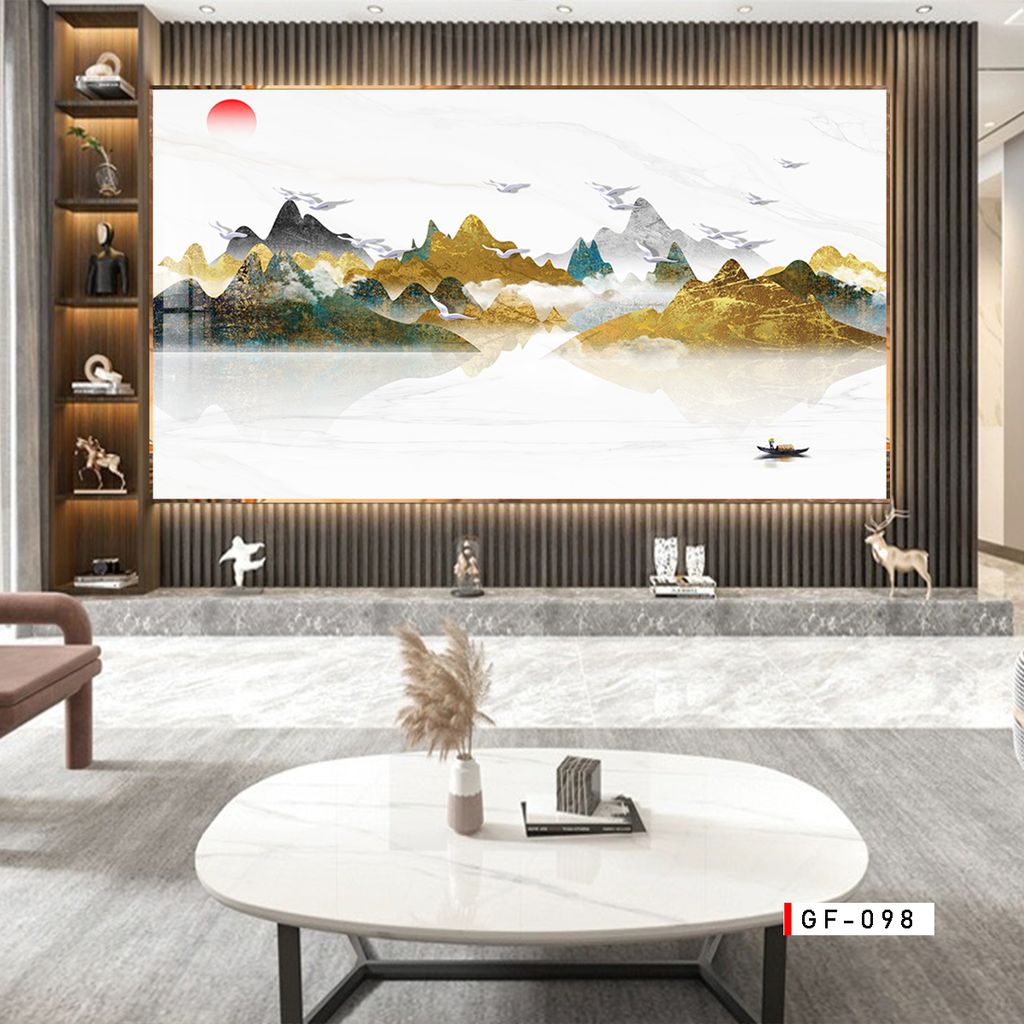 TRANH PVC ỐP TƯỜNG - VÁCH TRANG TRÍ TIVI PHÒNG KHÁCH - LỄ TÂN - TRANH VÂN ĐÁ PHONG CẢNH | MÃ GF-098