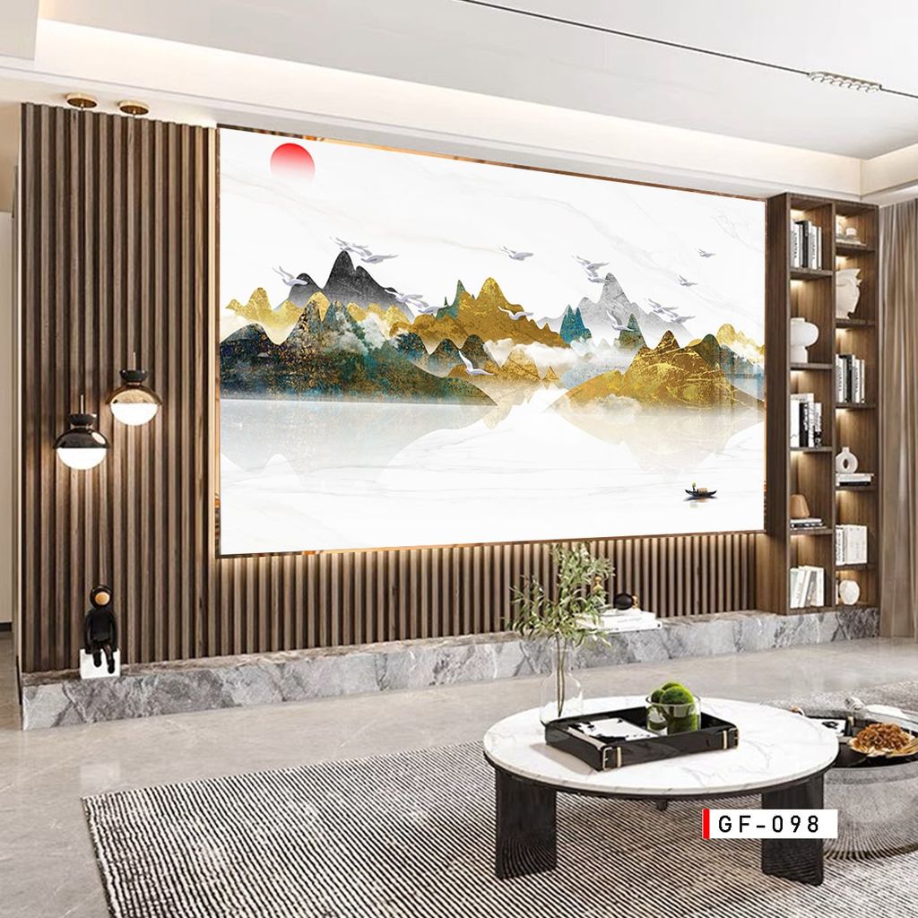 TRANH PVC ỐP TƯỜNG - VÁCH TRANG TRÍ TIVI PHÒNG KHÁCH - LỄ TÂN - TRANH VÂN ĐÁ PHONG CẢNH | MÃ GF-098
