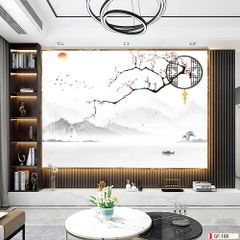 TRANH PVC ỐP TƯỜNG - VÁCH TRANG TRÍ TIVI PHÒNG KHÁCH - TRANH VÂN ĐÁ PHONG CẢNH | MÃ GF-100