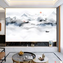 TRANH PVC ỐP TƯỜNG - VÁCH TRANG TRÍ QUẦY LỄ TÂN - TRANH VÂN ĐÁ PHONG CẢNH | MÃ GF-322