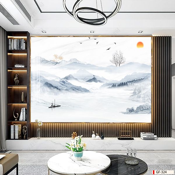 TRANH PVC ỐP TƯỜNG - PHÒNG KHÁCH VÁCH TIVI - TRANH VÂN ĐÁ PHONG CẢNH - KHỔ LỚN - MÃ:GF-324