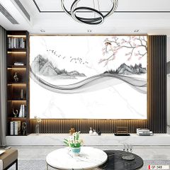 TRANH PVC ỐP TƯỜNG - PHÒNG KHÁCH VÁCH TIVI - TRANH VÂN ĐÁ PHONG CẢNH - KHỔ LỚN - MÃ:GF-348