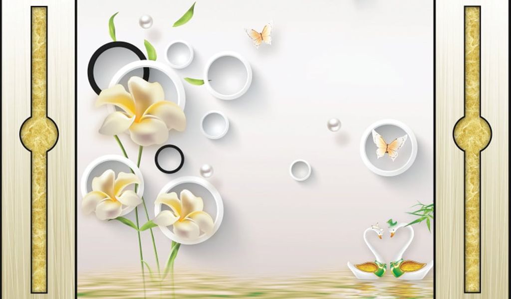 TRANH VẢI DÁN TƯỜNG 3D PHÒNG KHÁCH - TRANH VẢI TÂN CỔ ĐIỂN | MÃ GF-392