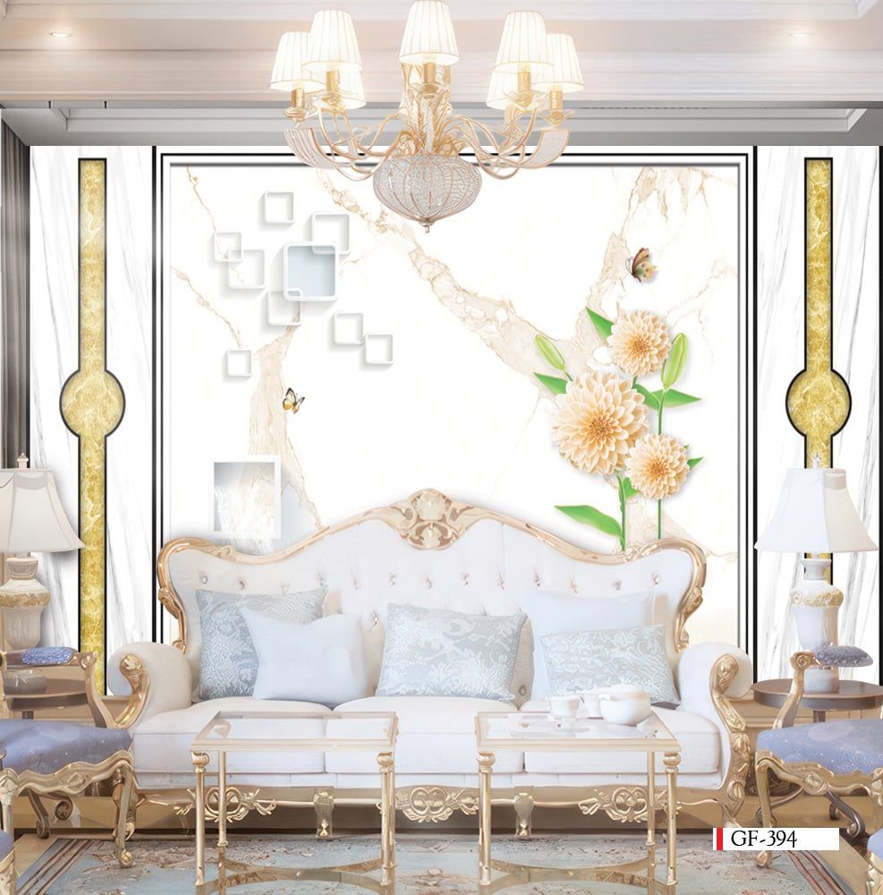 TRANH VẢI DÁN TƯỜNG 3D PHÒNG KHÁCH - TRANH VẢI TÂN CỔ ĐIỂN | MÃ GF-394