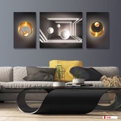 TRANH TREO PHÒNG KHÁCH HIỆN ĐẠI TRỪU TƯỢNG - TRANH GHÉP BỘ 3 BỨC | MÃ H-219