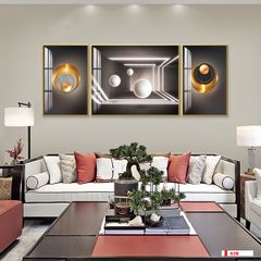 TRANH TREO PHÒNG KHÁCH HIỆN ĐẠI TRỪU TƯỢNG - TRANH GHÉP BỘ 3 BỨC | MÃ H-219